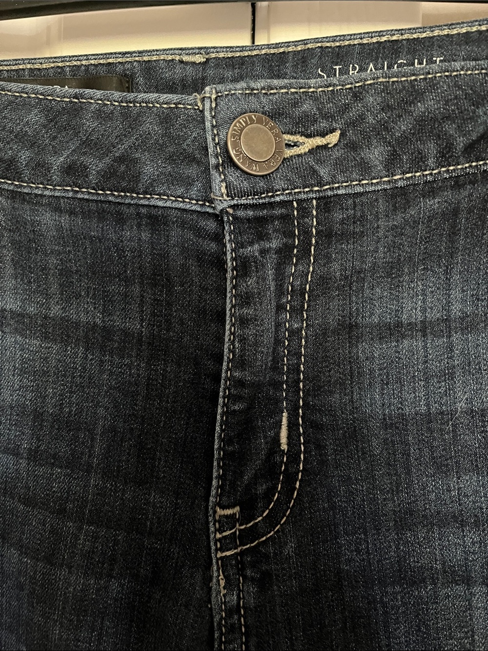 Dark blue straight leg jeans in women’s size 14P. - Picture 5 of 11